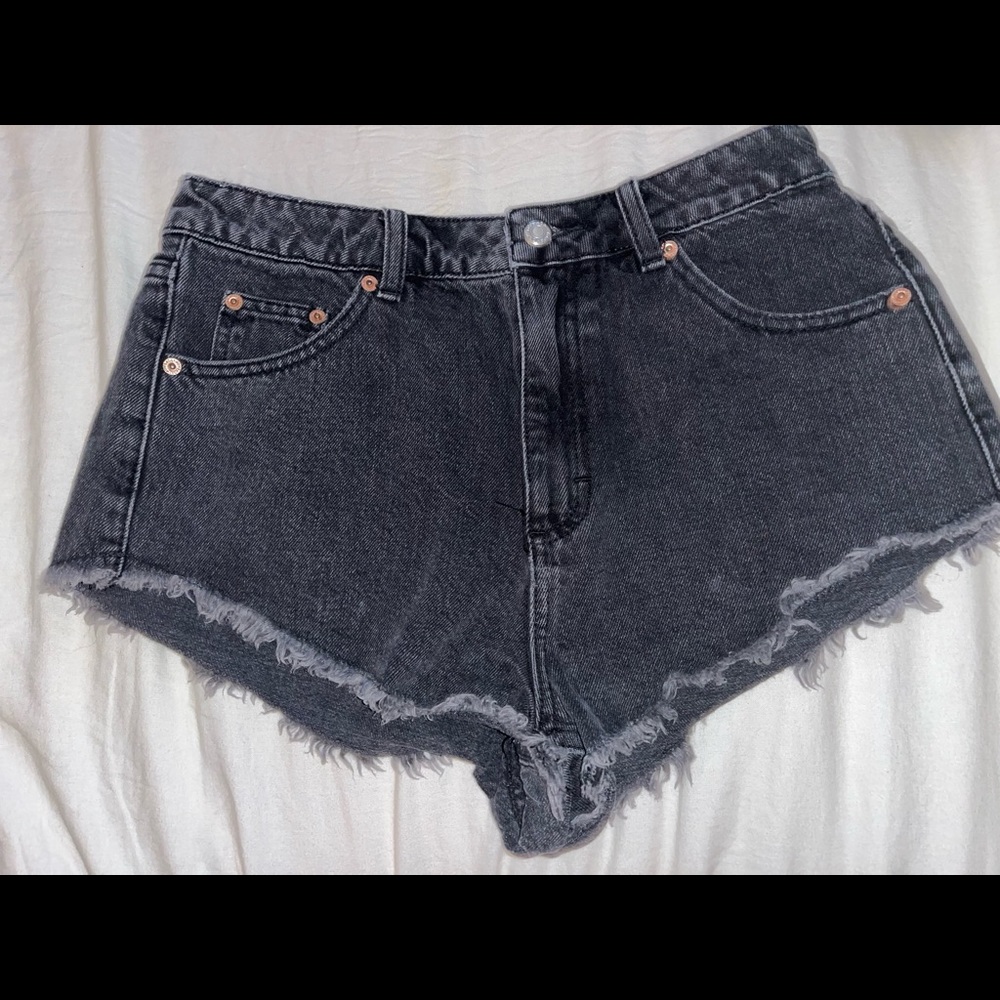 Topshop Black/Gray Denim Shorts